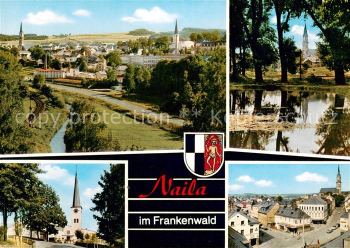 Naila Stadtpanorama Teich Motiv mit Kirche
