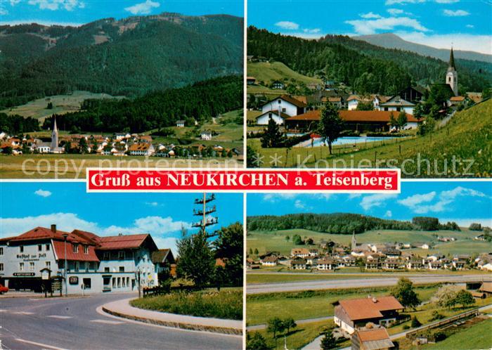 Neukirchen Teisenberg Panorama Freibad Kirche Strassenpartie Maibaum