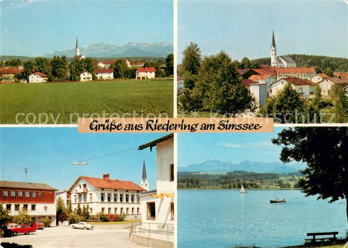 Riedering Rosenheim Ortsansicht mit Kirche Partie am Simssee
