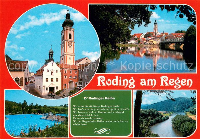 Roding Regen D#Rodinger Reibn Poesie Motive Altstadt Kirche Partie am Regen Frei