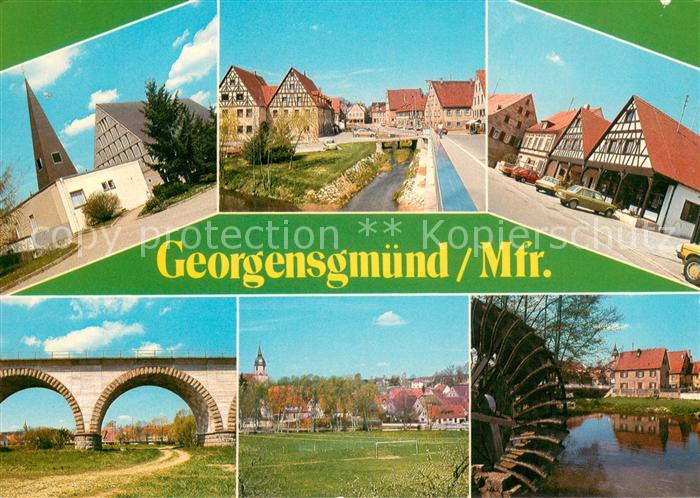 Georgensgmuend Motive Altstadt Fachwerkhaeuser Bruecke Partie am Wasser