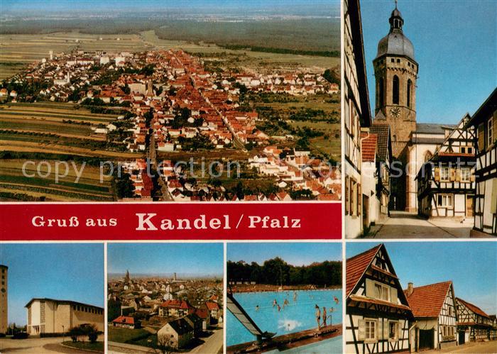 Kandel Pfalz Fliegeraufnahme Kirche Schule Panorama Schwimmbad Fachwerkhaeuser