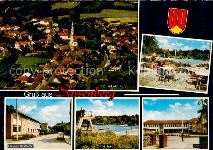 Sassenberg Fliegeraufnahme Terrasse Elisabethstrasse Freibad Schule
