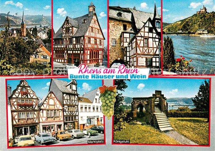 Rhens Panorama Rathaus Malerwinkel Marksburg Marktplatz Koenigstuhl