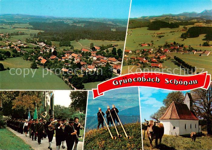 Gruenenbach Allgaeu Fliegeraufnahmen Musikzug Alphornblaeser Kapelle