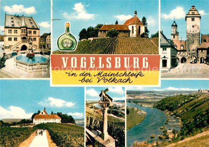 Vogelsburg Volkach Rathaus Brunnen Kirche Stadttor Saeule Mainpartie