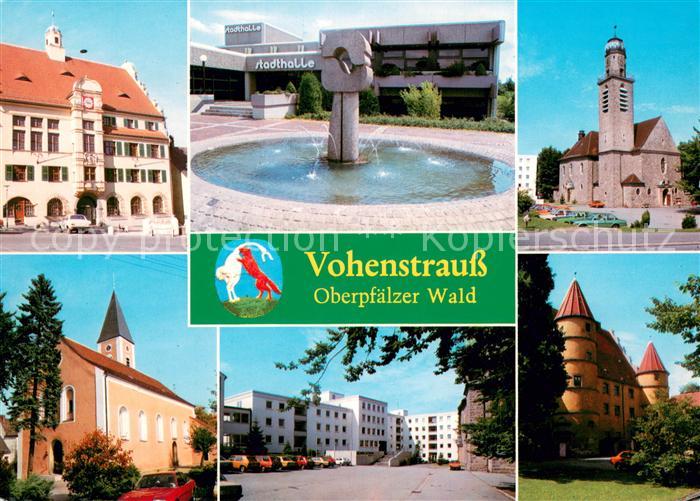 Vohenstrauss Rathaus Stadthalle Kirchen Wohnblocks Friedensburg