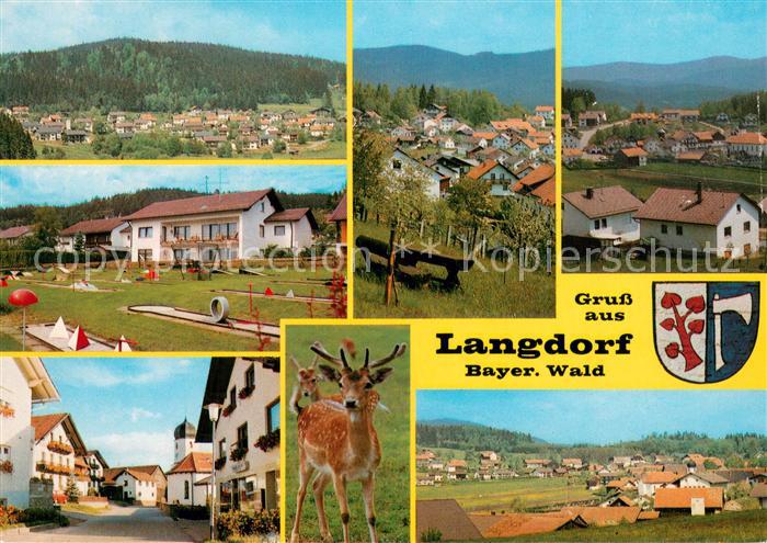 Langdorf Regen Fliegeraufnahme Ortspartien Minigolfanlage Panorama