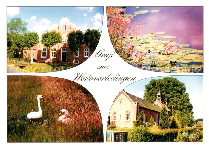 Westoverledingen Pension Seerosenteich Schwaene Kirche