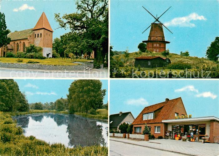 Hittbergen Kirche Muehle Edeka Ladengeschaeft Landschaft Teich