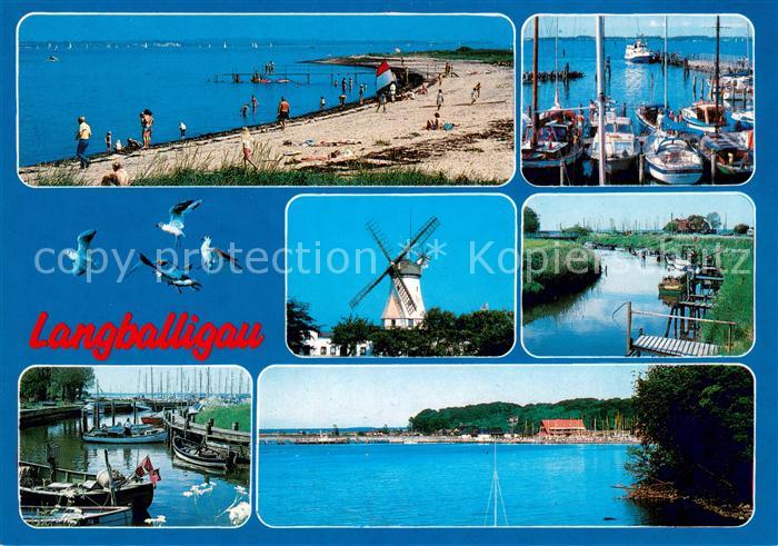 Langballigau Ostseestrand Seglerhafen Windmuehle Wasserstrasse