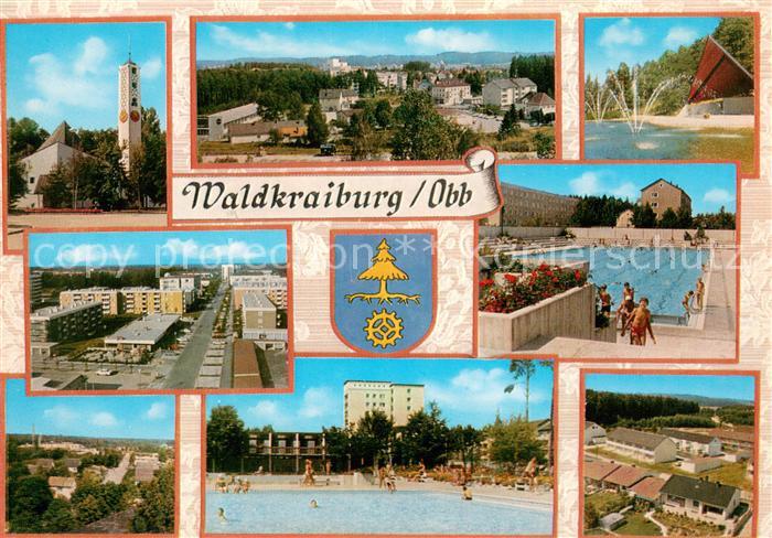 Waldkraiburg Stadtpanorama Kirche Freibad