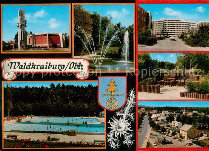 Waldkraiburg Wohnsiedlung Kirche Parkanlagen Freibad