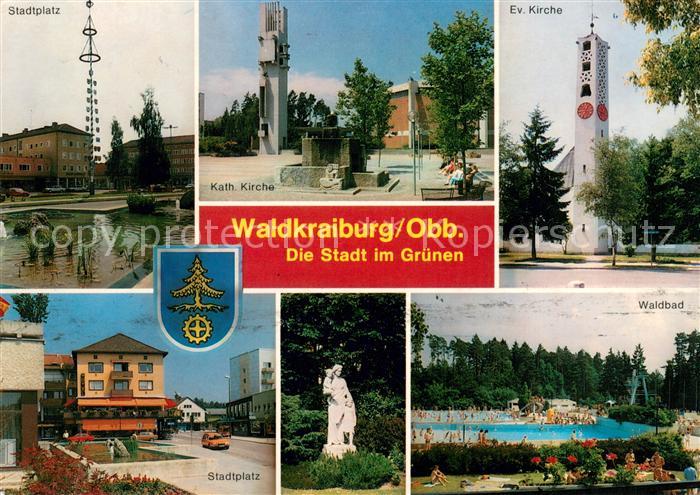 Waldkraiburg Stadtplatz Kirche Denkmal Waldbad Freibad