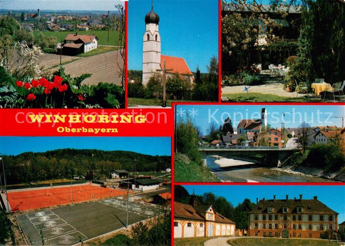 Winhoering Ortsansichten Kirche Sportanlagen Tennisplaetze