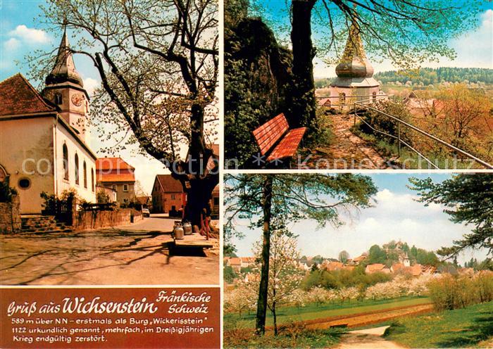 Wichsenstein Ortsansicht mit Kirche Landschaftspanorama Fraenkische Schweiz