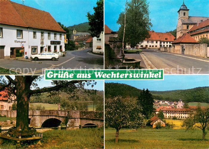 Wechterswinkel Klosterschaenke Gaststaette Metzgerei Ortsansicht mit Kirche Brue