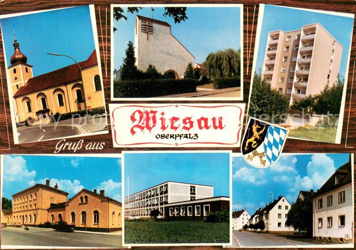 Wiesau Teilansichten Wohnsiedlung Hochhaus Kirche