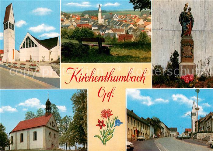 Kirchenthumbach Ortsansicht mit Kirche Denkmal Heiligenfigur Hauptstrasse