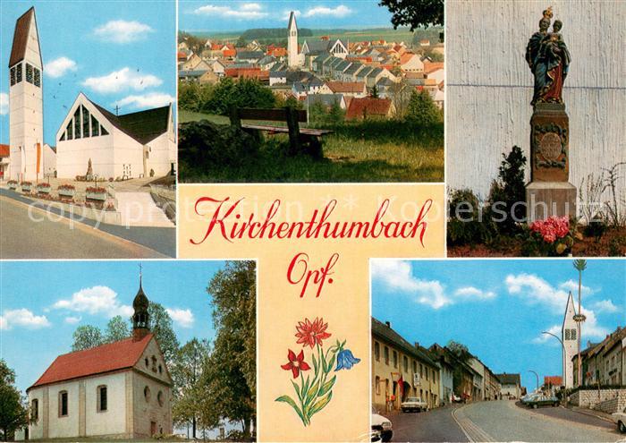 Kirchenthumbach Ortsansicht mit Kirche Denkmal Heiligenfigur Hauptstrasse