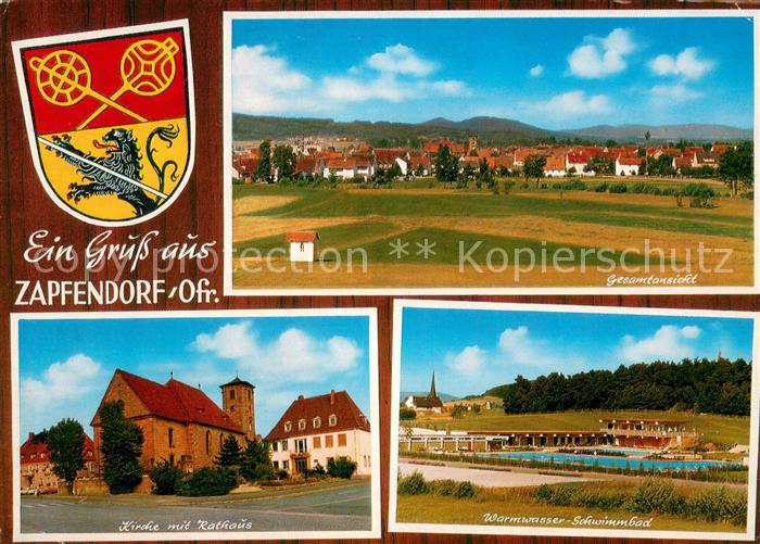 Zapfendorf Gesamtansicht Kirche Rathaus Freibad Wappen