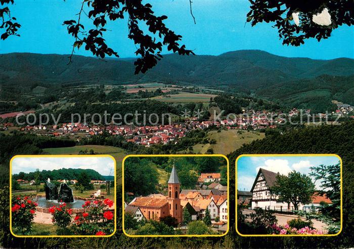 Bruchweiler-Baerenbach Panorama Naturpark Pfaelzerwald Kirche Brunnen