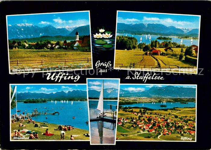 Uffing Panorama Staffelsee Alpen Wettersteingebirge Strandbad Fliegeraufnahme
