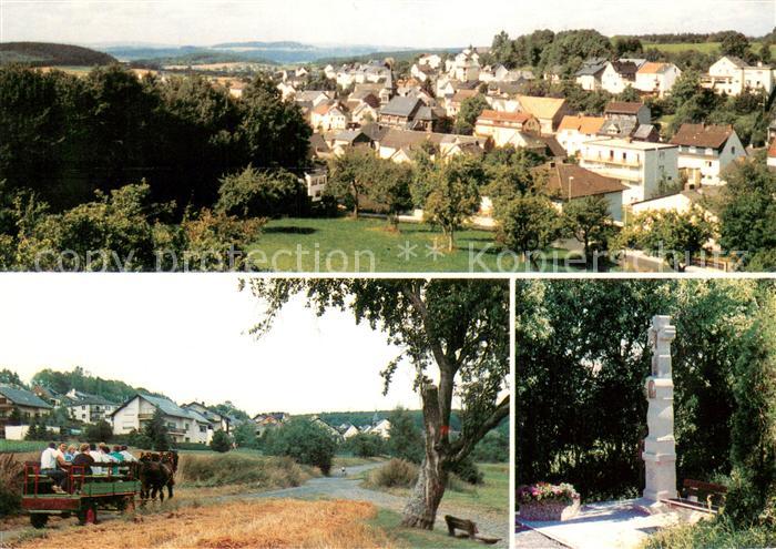 Fussingen Panorama Luftkurort im Westerwald Pferdewagen Denkmal