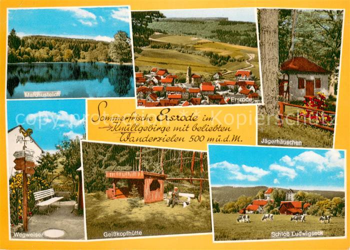 Ersrode Malchusteich Jaegerhaeuschen Wegweiser Geisskopfhuette Schloss Ludwigsec