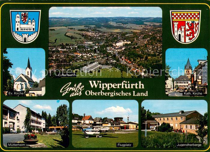 Wipperfuerth Luftansicht Oberbergisches Land Kirche Muetterheim Flugplatz Jugend