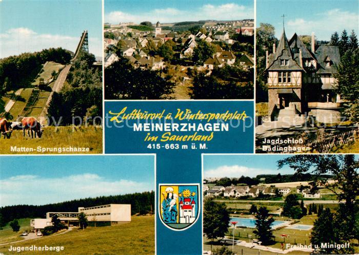 Meinerzhagen Panorama Luftkurort und Wintersportplatz Skisprungschanze Jagdschlo