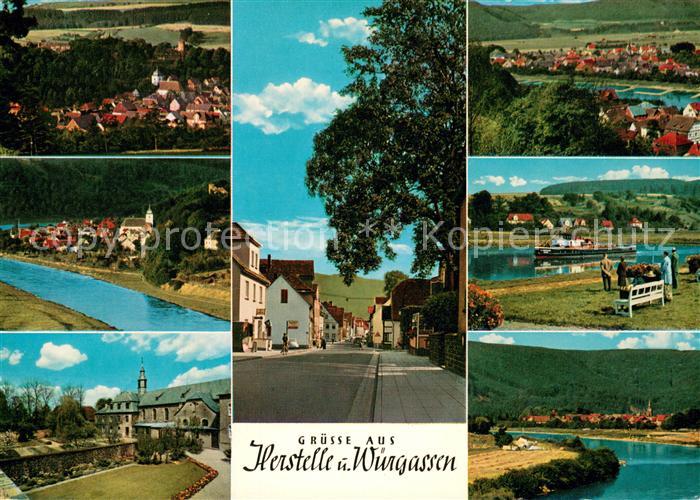 Herstelle Weser und Wuergassen Panorama Oberweserbergland