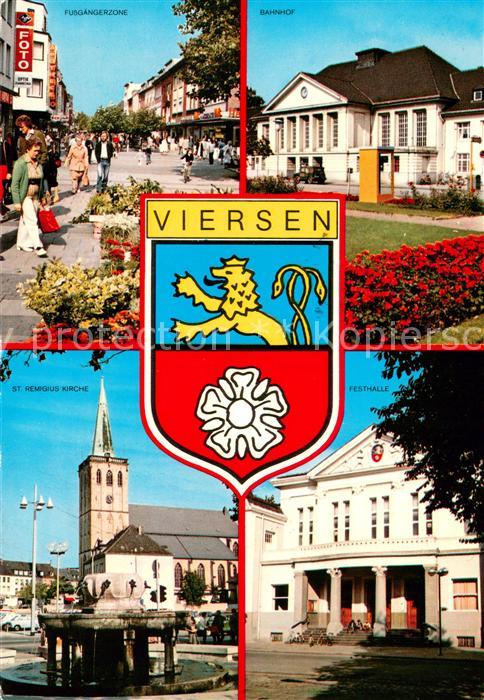 Viersen Fussgaengerzone Bahnhof St. Remigius Kirche Festhalle Wappen