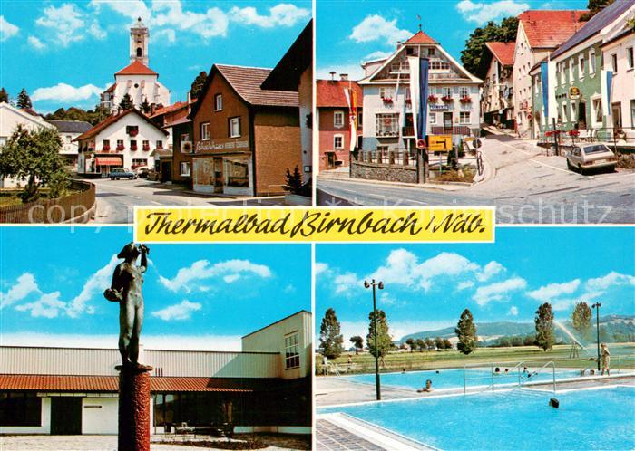 Birnbach Rottal Ortsmotiv mit Kirche Altstadt Thermalbad Statue