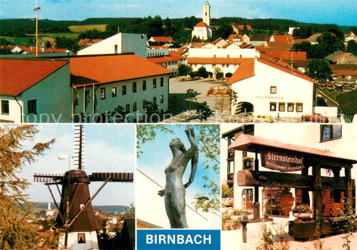 Birnbach Rottal Ortsansicht mit Kirche Windmuehle Statue Sternsteinhof Restauran