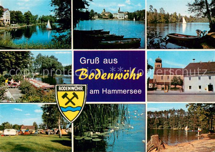Bodenwoehr Partien am Hammersee Ortsmotiv mit Kirche Campingplatz