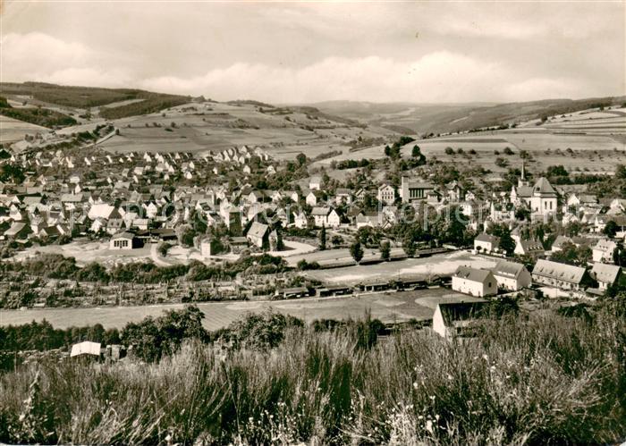 Burgsinn Panorama Erholungsort Blick von der Koppe Auslaeufer von Rhoen und Spes
