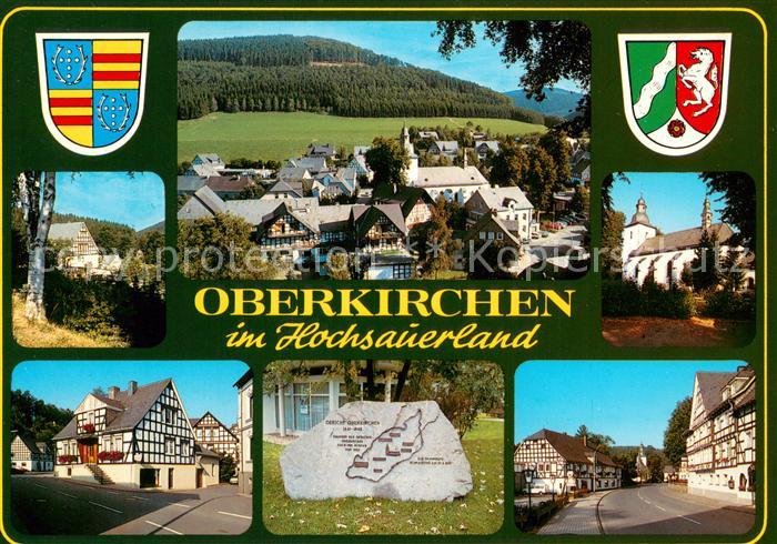 Oberkirchen Sauerland 1967 Schoenstes Dorf NRW Fachwerkhaeuser Kirche Wappen