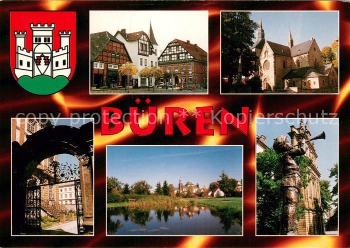 Bueren Westfalen Motive Altstadt Fachwerkhaeuser Kirche See Trompeter Statue Wap