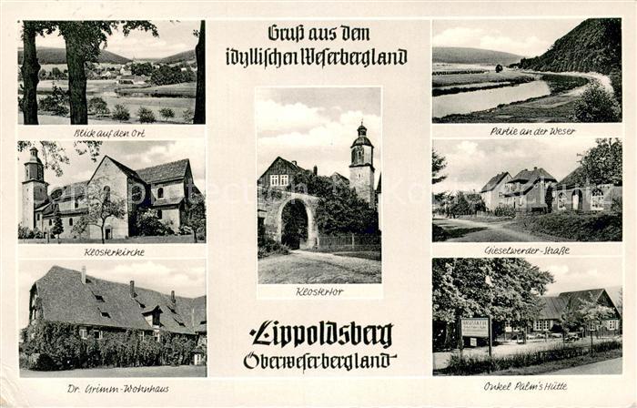 Lippoldsberg Panorama Klosterkirche Dr Grimm Wohnhaus Klostertor Weserpartie Gie