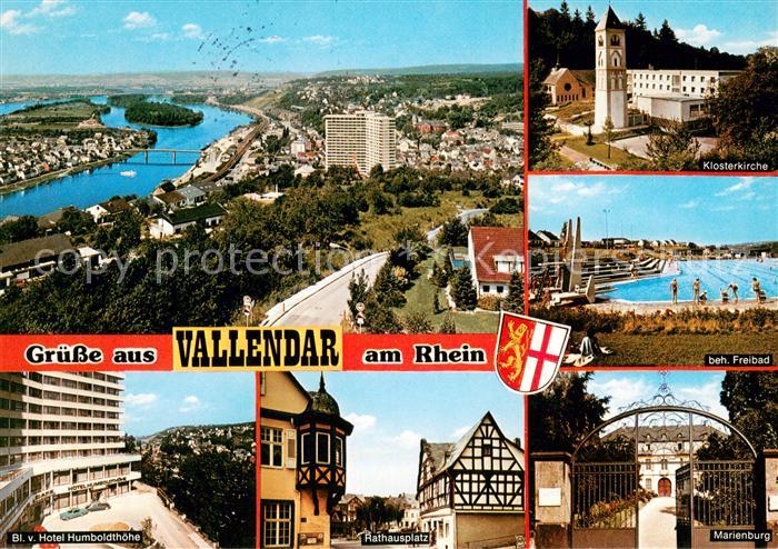 Vallendar Fliegeraufnahme Klosterkirche Freibad Hotel Humboldthoehe Rathausplatz