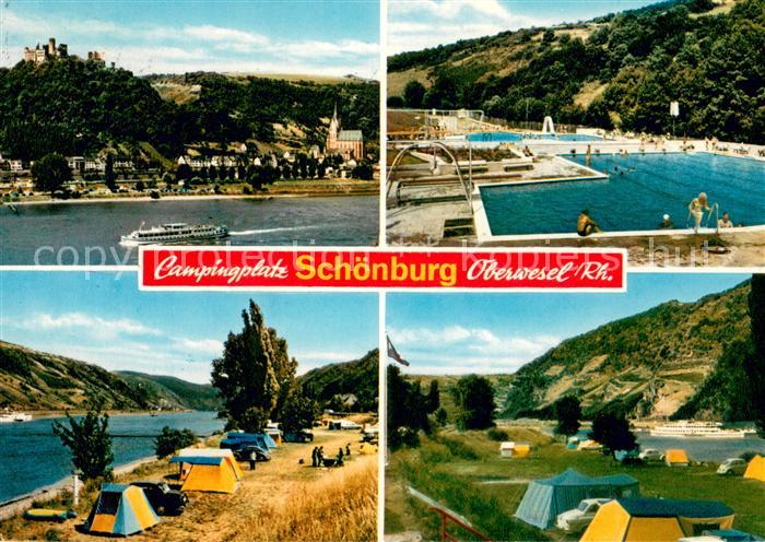 Oberwesel Rhein Rheinpartie Schwimmbad Campingplatz Schoenburg