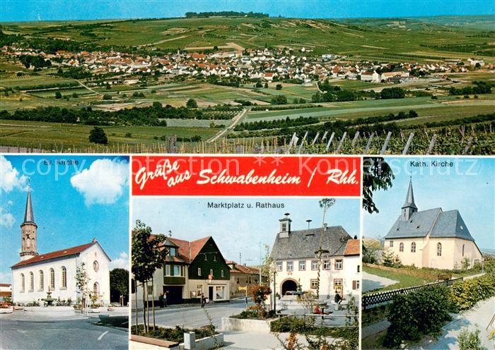 Schwabenheim Panorama Ev Kirche Marktplatz Rathaus Kath Kirche