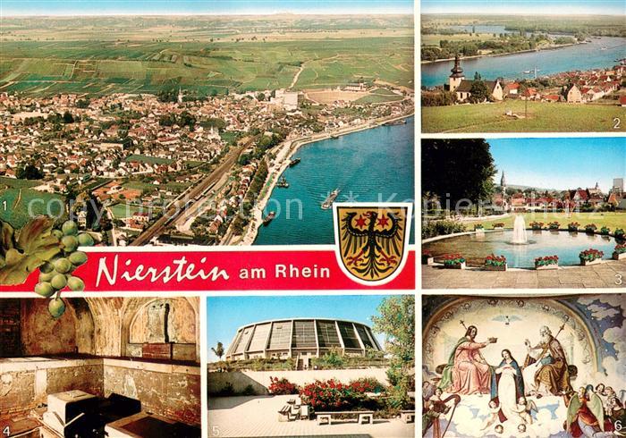 Nierstein Rhein Fliegeraufnahme St Kilianskirche Gemeindepark Sironabad Rundspor