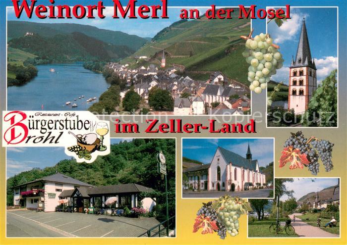 Merl Mosel Panorama Kirche Restaurant Buergerstube Brohl Ortspartie