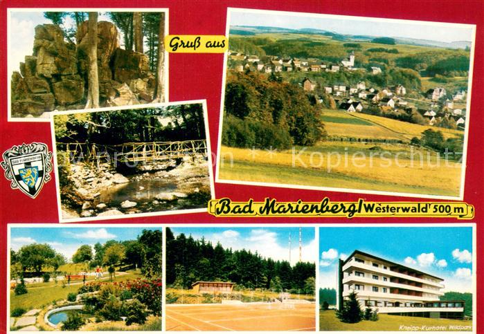 Bad Marienberg Felsen Bruecke Panorama Park Sportanlage Kneipp Kurhotel Wildpark