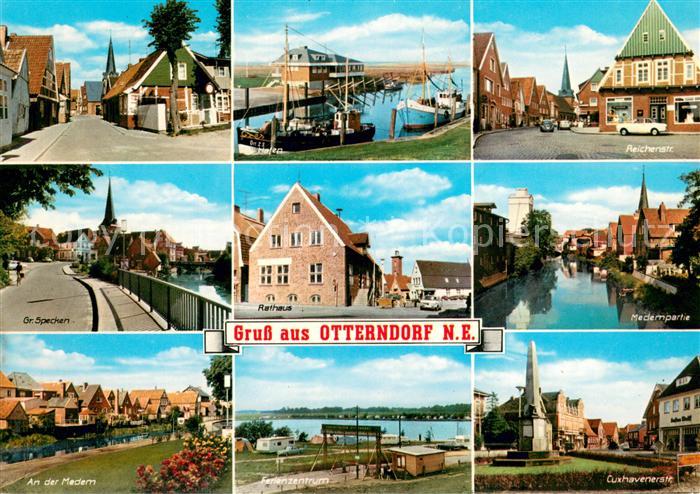 Otterndorf Niederelbe Ortspartie Fischkutter Reichenstrasse Gr Specken Rathaus M