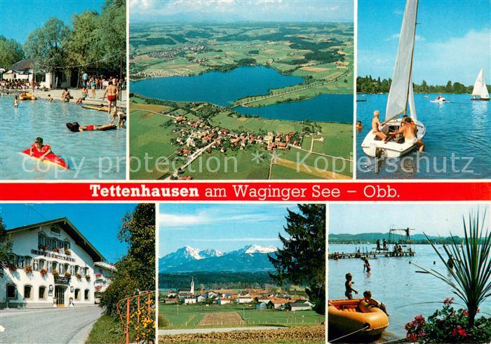 Tettenhausen Freibad Fliegeraufnahme Segelpartie Gasthaus Panorama Waginger See