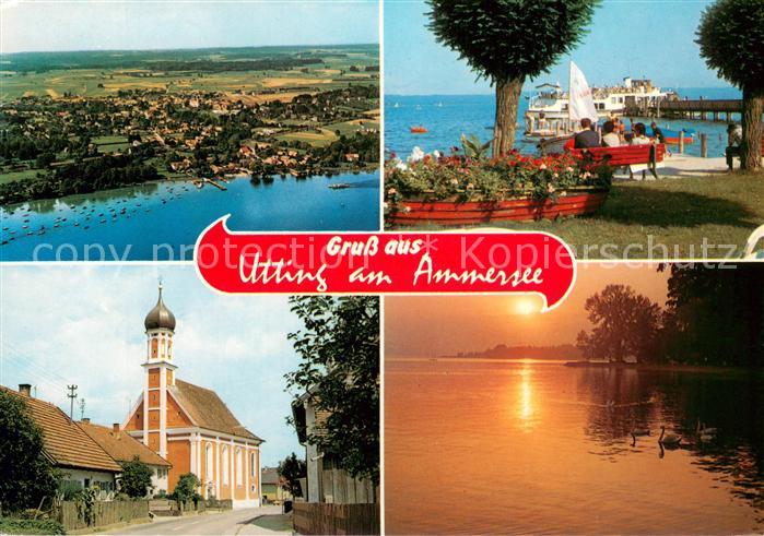 Utting Ammersee Fliegeraufnahme Seebruecke Kirche Stimmungsbild