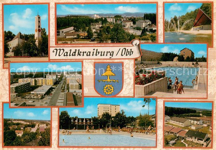 Waldkraiburg Kirche Panorama Springbrunnen Fliegeraufnahmen Freibad